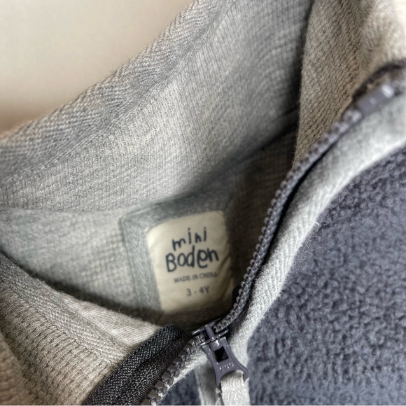 Mini Boden Sherpa Full Zip Gray Jacket With Pockets Size 3-4 Year - Picture 2 of 5